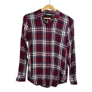 Banana Republic Boyfriend Fit Plaid Button Down Shirt Flannel Style | Small